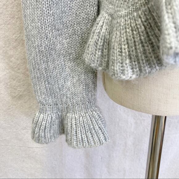 Y2K DressBarn gray metallic ruffle lightweight cardigan size small - Picture 10 of 14